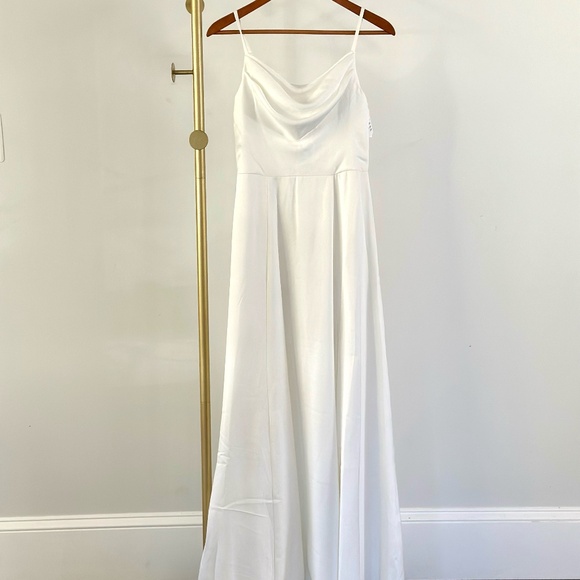 David's Bridal Studio Cowl Neck Scoop back A-line Wedding Dress - Picture 1 of 4